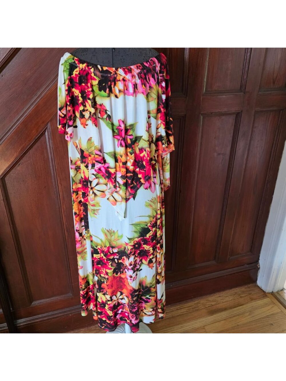 Midnight Velvet Womens Off-Shoulder Maxi Dress Floral Print XL